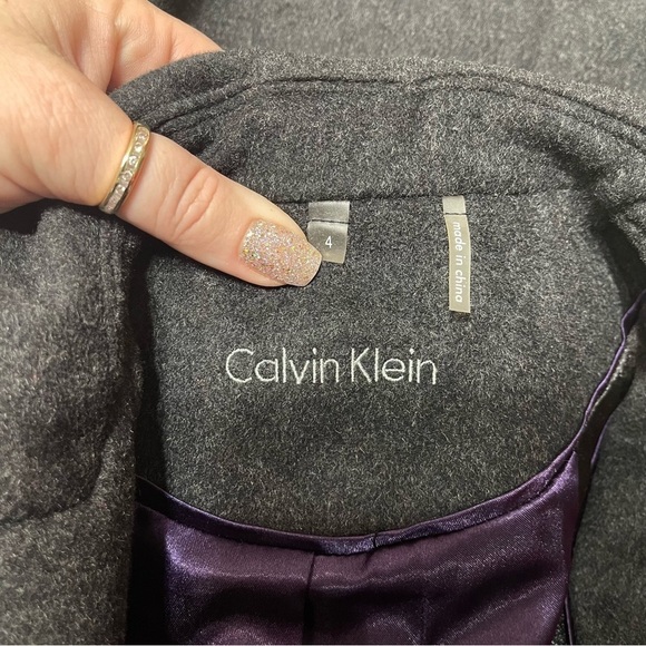 Calvin Klein Gray Wool Cashmere Peacoat Winter Dress Coat 4 Small - Picture 9 of 10
